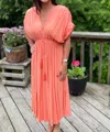 Gilli V-neck Tassel Dress In Coral In Pink
