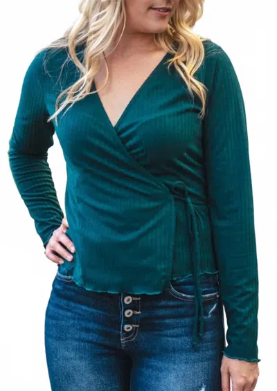 Gilli V-neck Wrap Top In Teal In Blue