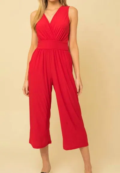 Gilli Waist Defined Cropped Jumpsuit In Red