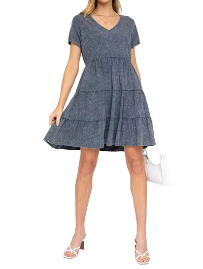 Gilli Washed Baby Doll Mini Dress In Grey In Gray