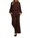 Gilli Weekender Knit Tunic And Pants Set In Brown In Burgundy