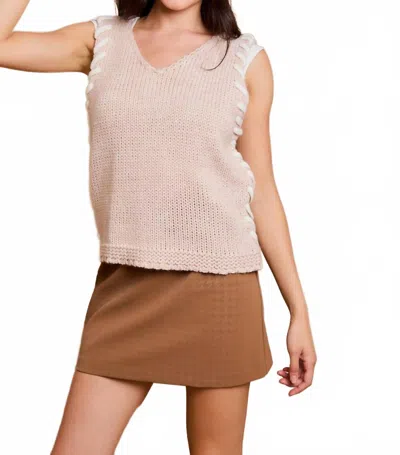 Gilli Willow Stitch Sweater Vest In Taupe In Gray