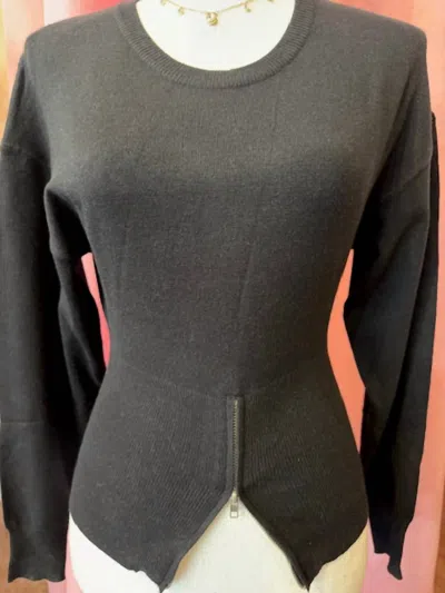 Gilli Women's Bottom Zip Fitted Sweater In Black