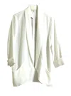 Gilli Women's Front Rolled Collar Open 3/4 Sleeve Shawl Blazer In White In White