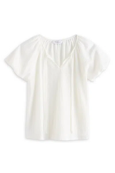 Gilli Women's Jocelyn Tie Neck Knit Top In White
