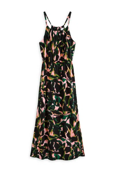 Gilli Women's Keeley Sleeveless Maxi Dress With Halter Neckline In Black-blush In Multi