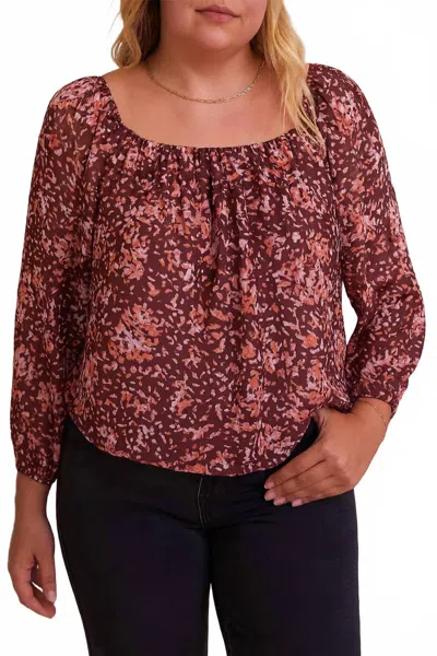 Gilli Women's Square Neck Top In Burgundy-multi