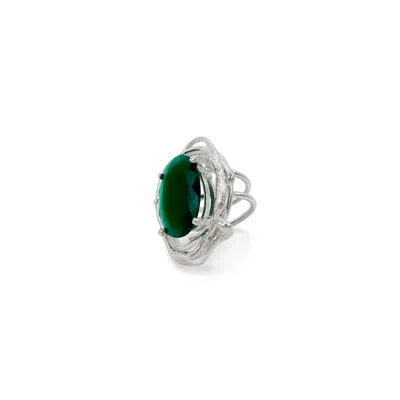 Gillian Trask Women's Green / Silver Sculpture Ring - Sterling Silver, Green Onyx
