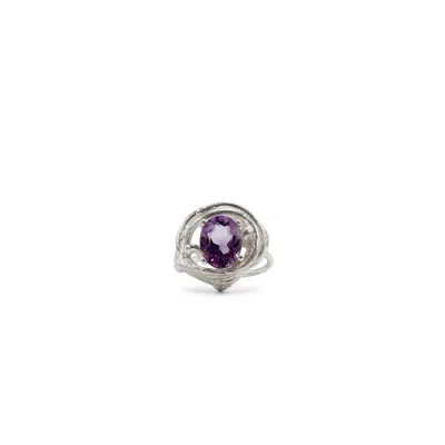 Gillian Trask Women's Pink / Purple / Silver Sculpture Ring - Sterling Silver, Amethyst