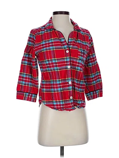 Pre-owned Gilly Hicks 3/4 Sleeve Button Down Shirt In Red