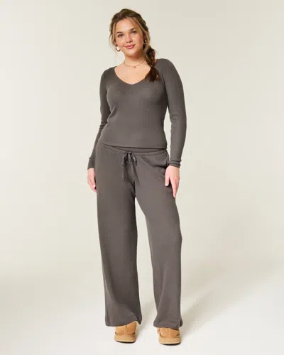 Gilly Hicks Always Cozy Waffle Straight Pants In Gray