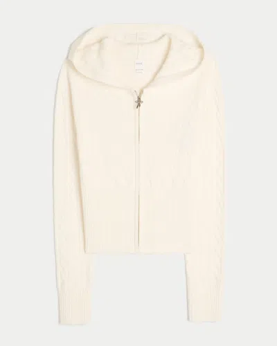 Gilly Hicks Cable-knit Zip-up Hoodie Sweater