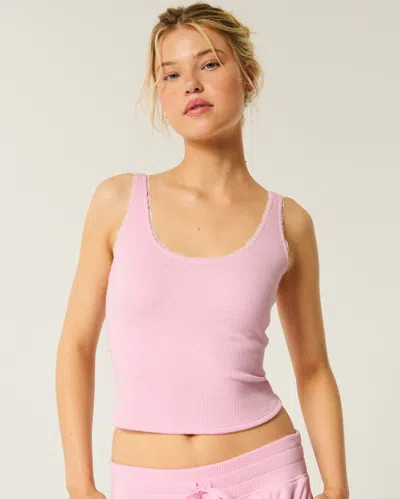 Gilly Hicks Cozy Waffle Lace Trim Tank