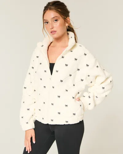 Gilly Hicks Embroidered Sherpa Zip-up Sweatshirt