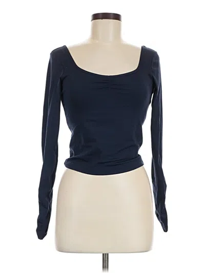 Pre-owned Gilly Hicks Long Sleeve Top Blue Scoop Neck Tops