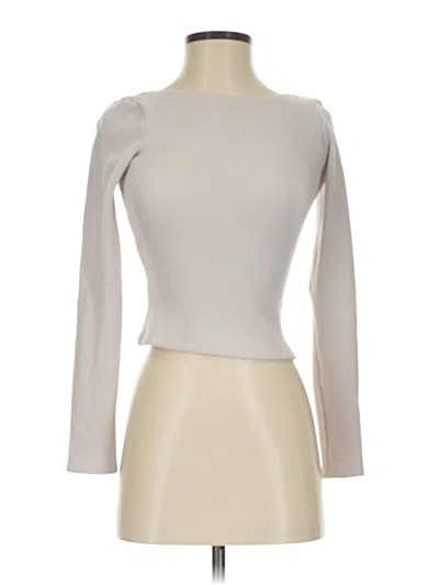 Pre-owned Gilly Hicks Long Sleeve Top Gray Boatneck Tops