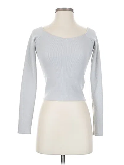 Pre-owned Gilly Hicks Long Sleeve Top Gray Boatneck Tops