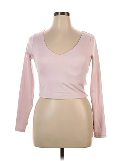 Pre-owned Gilly Hicks Long Sleeve Top Pink Sweetheart Neckline Tops