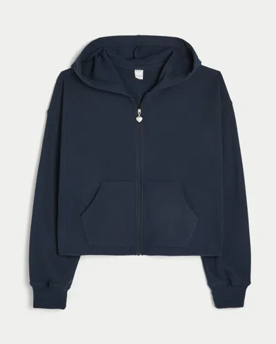 Gilly Hicks Relaxed Waffle Zip-up Hoodie In Blue