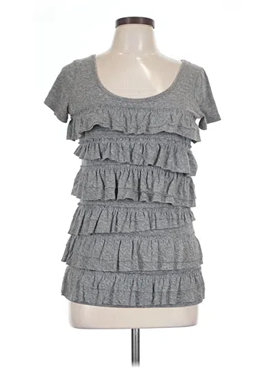 Pre-owned Gilly Hicks Short Sleeve Top Gray Ruffles Neckline Tops