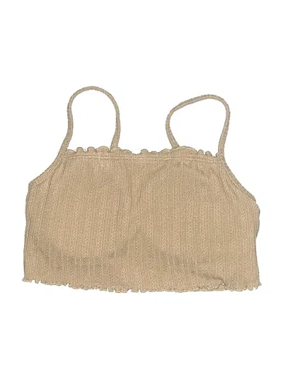 Pre-owned Gilly Hicks Sleeveless Top Tan Halter Neckline Tops
