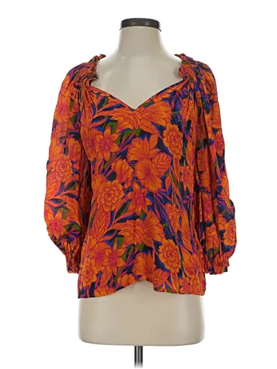 Pre-owned Gilner Farrar 3/4 Sleeve Blouse In Orange