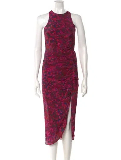 Pre-owned Gilner Farrar Animal Print Midi Length Dress In Pink