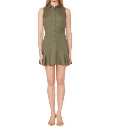 Gilner Farrar Aria Mini Dress In Khaki Green Linen