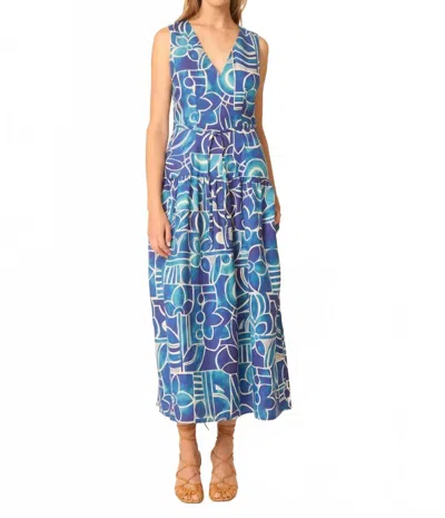 Gilner Farrar Beatriz Dress In Mykonos Print In Multi