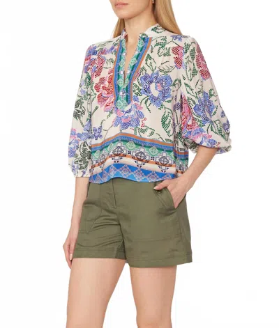 Gilner Farrar Bethany 3/4 Sleeves Blouse In Dutchess In Multi