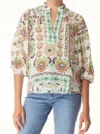 Gilner Farrar Bethany Blouse In Spanish Folklore Print In Multi