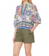 Gilner Farrar Bethany V-neck Blouse In The Empress Print In Multi