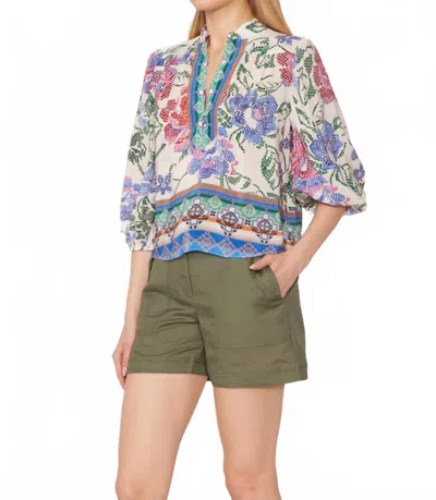 Gilner Farrar Bethany V-neck Blouse In The Empress Print In Multi