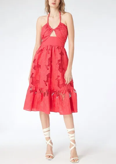 Gilner Farrar Billy Dress In Coral Embroidery In Pink
