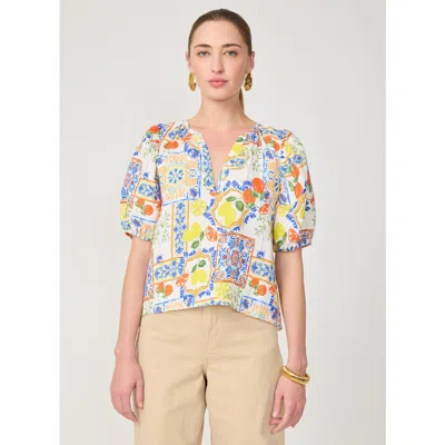 Gilner Farrar Callie Short Sleeve Blouse In Naples Print In Multi