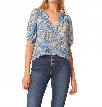 Gilner Farrar Callie V-neck Blouse In Yucatán Print In Blue