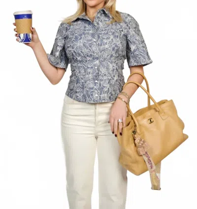 Gilner Farrar Carine Blouse In Floral Denim Jacquard In Multi