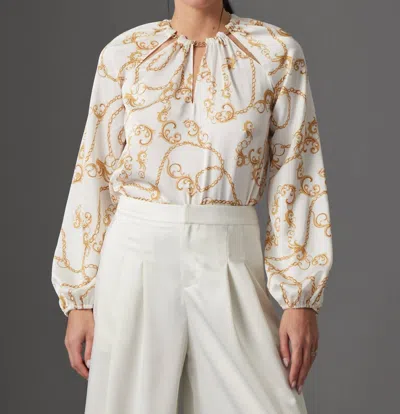 Gilner Farrar Cora Blouse In White Chain Print