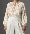 Gilner Farrar Cora Blouse In White Chain Print In Multi