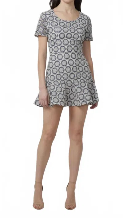Gilner Farrar Coreen Dress In Denim Embroidery In Gray