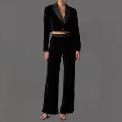 Gilner Farrar Crinkled Velvet Brielle Pants In Black