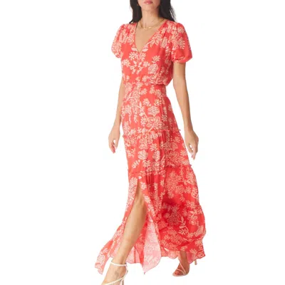 Gilner Farrar Dariya Dress In Coral Batik Print In Multi