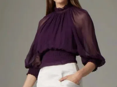 Gilner Farrar Dell High Neck Sheer Blouse In Deep Purple
