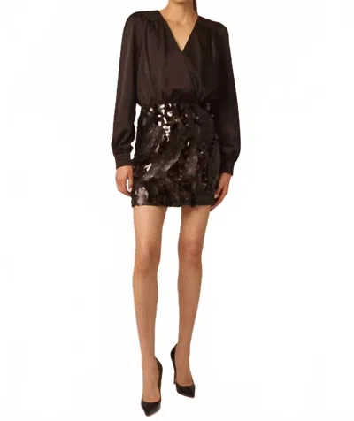 Gilner Farrar Elara Mini Dress In Black Swirl Beading In Brown