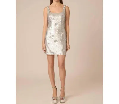 Gilner Farrar Elowen Dress In Silver Sequins Flowers In Multi