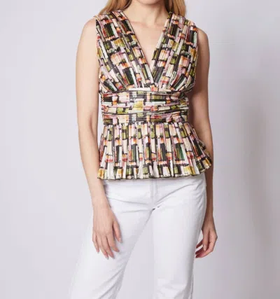 Gilner Farrar Emery Pleated Top In Mosaic In Multi