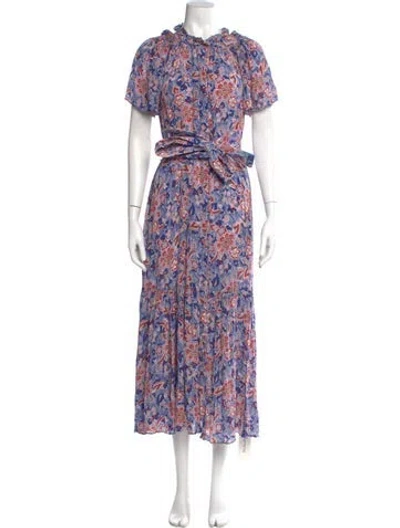 Pre-owned Gilner Farrar Floral Print Long Dress In Multi