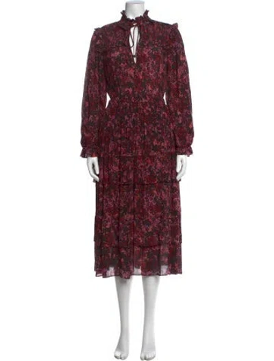 Pre-owned Gilner Farrar Floral Print Long Dress In Multicolor