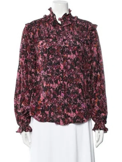 Pre-owned Gilner Farrar Floral Print Long Sleeve Blouse W/ Tags In Multicolor