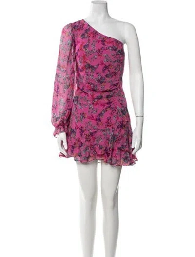 Pre-owned Gilner Farrar Floral Print Mini Dress In Pink